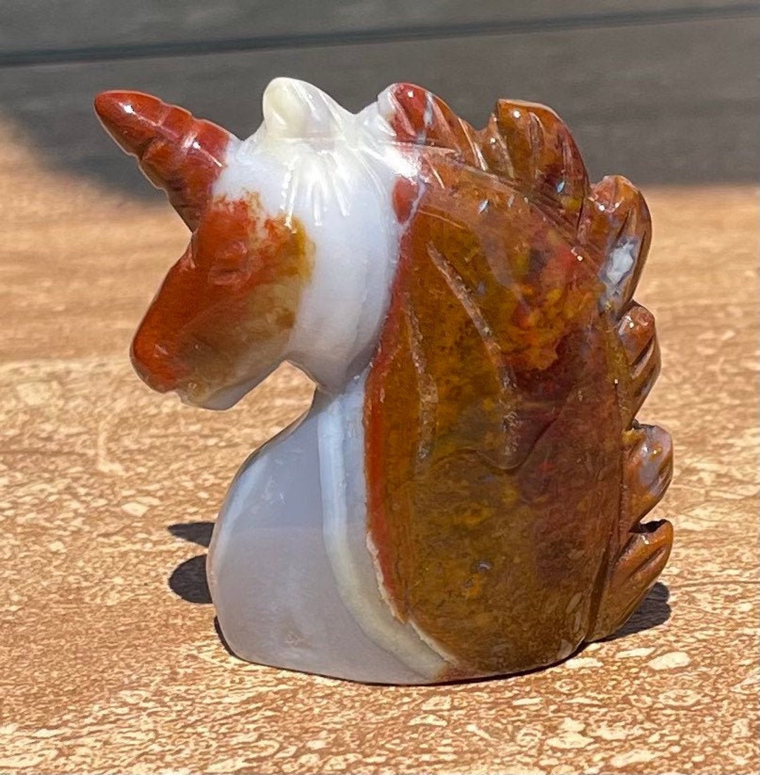 Brecciated Jasper Unicorn Head Sculpture Carving Crystal Unicorn Head