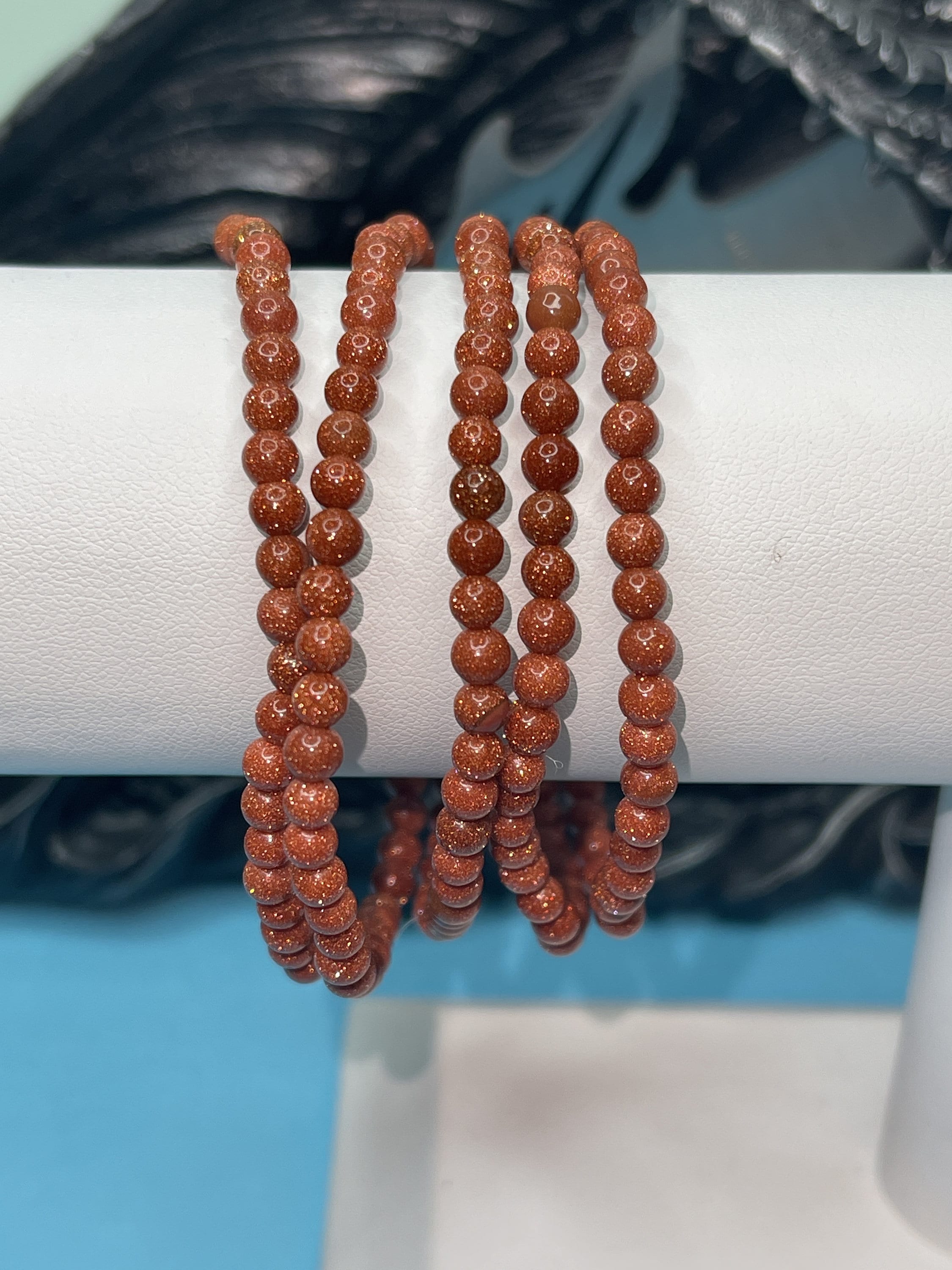 Gold Sandstone Stretch Bracelet, Gift for Her, Gift for Him, 4mm