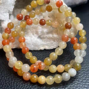 Golden Flower Jade Stretch Bracelet, Gift for her, Gift for him, 6mm, Luck, Life, Love, Repel negative energy