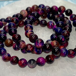 Galaxy Tiger Eye  Stretch Bracelet, Gift for her, Gift for him, 8mm, Jewelry, Unisex, Beautiful, Unique, Nature, Galaxy, Grounding