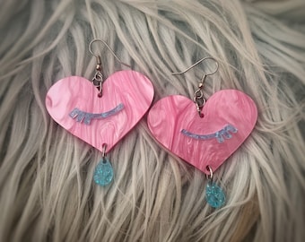 Pink Marble Heartache Earrings