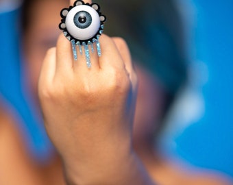 Cry-Baby Eyeball Ring Statement Jewelry