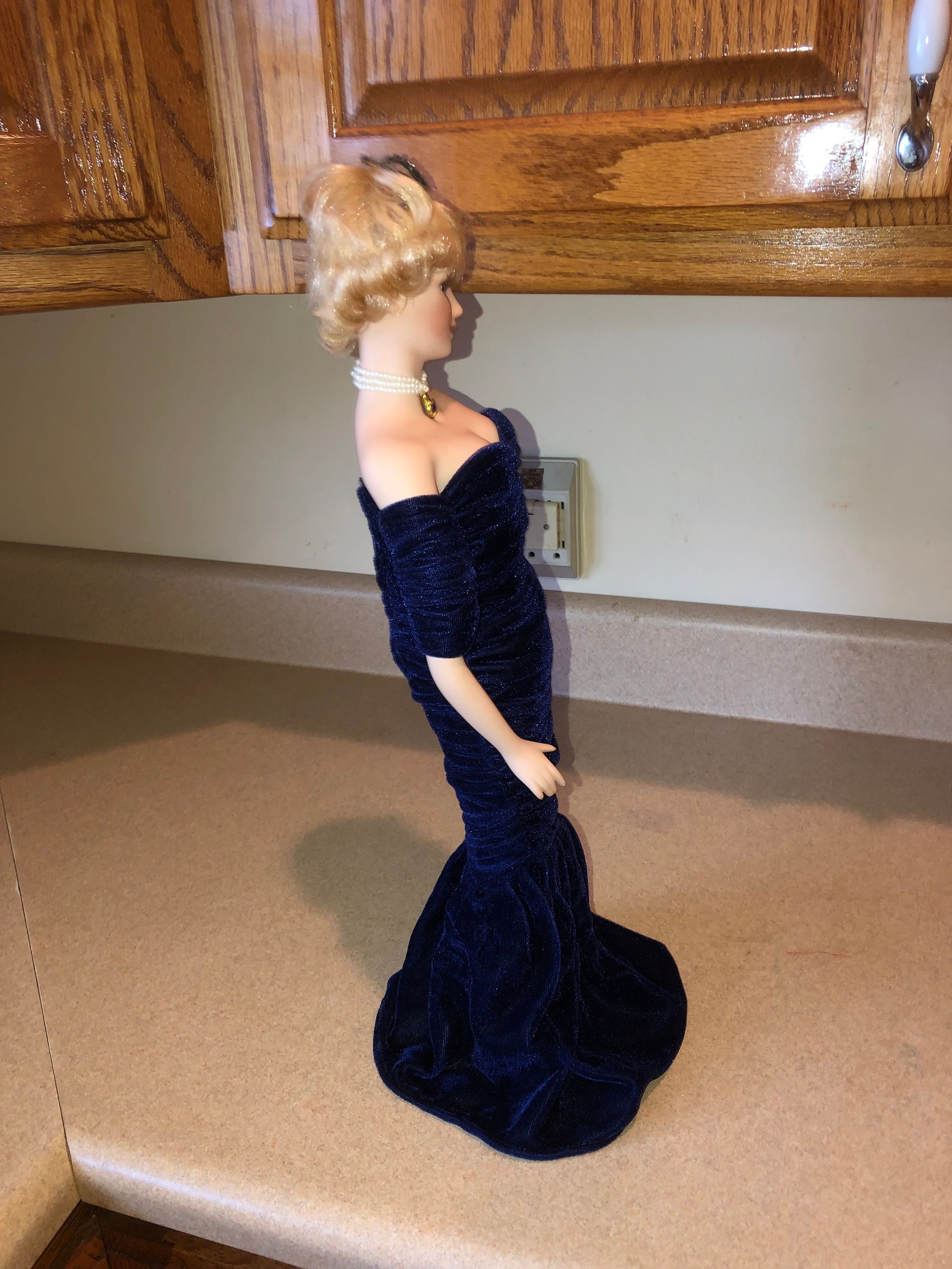 princess diana porcelain doll in blue dress Light Blue 3D Flower Lace Spaghetti Straps A-Line Long Prom Dress main image 0