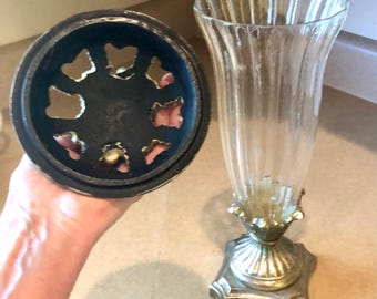Pedestal Vase, Vintage Glass & Ceramic Potpourri Holder, Made in Japan
