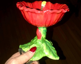 CKA Gardenia Tulip Flower Ceramic Candy Dish,  Flower Ice Cream Bowl