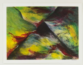 Red Green Black Abstract, Abstract Art, Nancy Little Art, Mixed Media art, Mixed Media Print, vintage Abstract Art Print, Canadian Art Print