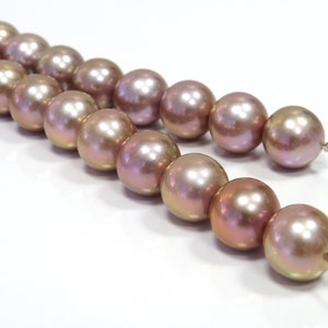 14-16mm AAA Purple Round Nucleated Fresh Water Pearl Necklace Strand image 5