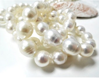 9-12mm White Circle/Baroque South Sea Pearl Neckace Strand