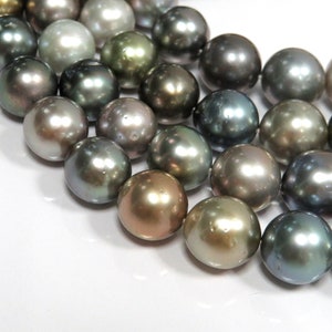 8-10mm Medium-Dark/Light Multi-Color Round Tahitian Pearl Necklace Strand