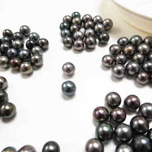 7-8mm Dark Round/Semi-Round Loose Tahitian Pearl image 4