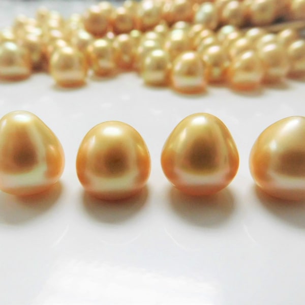 10mm Dark Golden Flat-Triangle/Button South Sea Loose Pearl