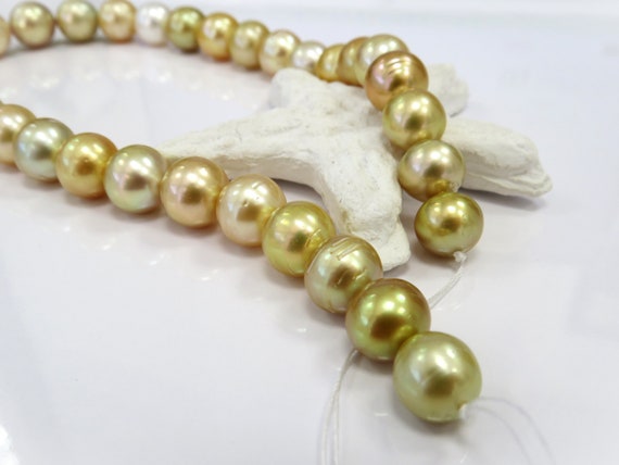 Collana Perline Rotonde Oro Giallo Mare Del Sud Lunga 36 - Foto 5