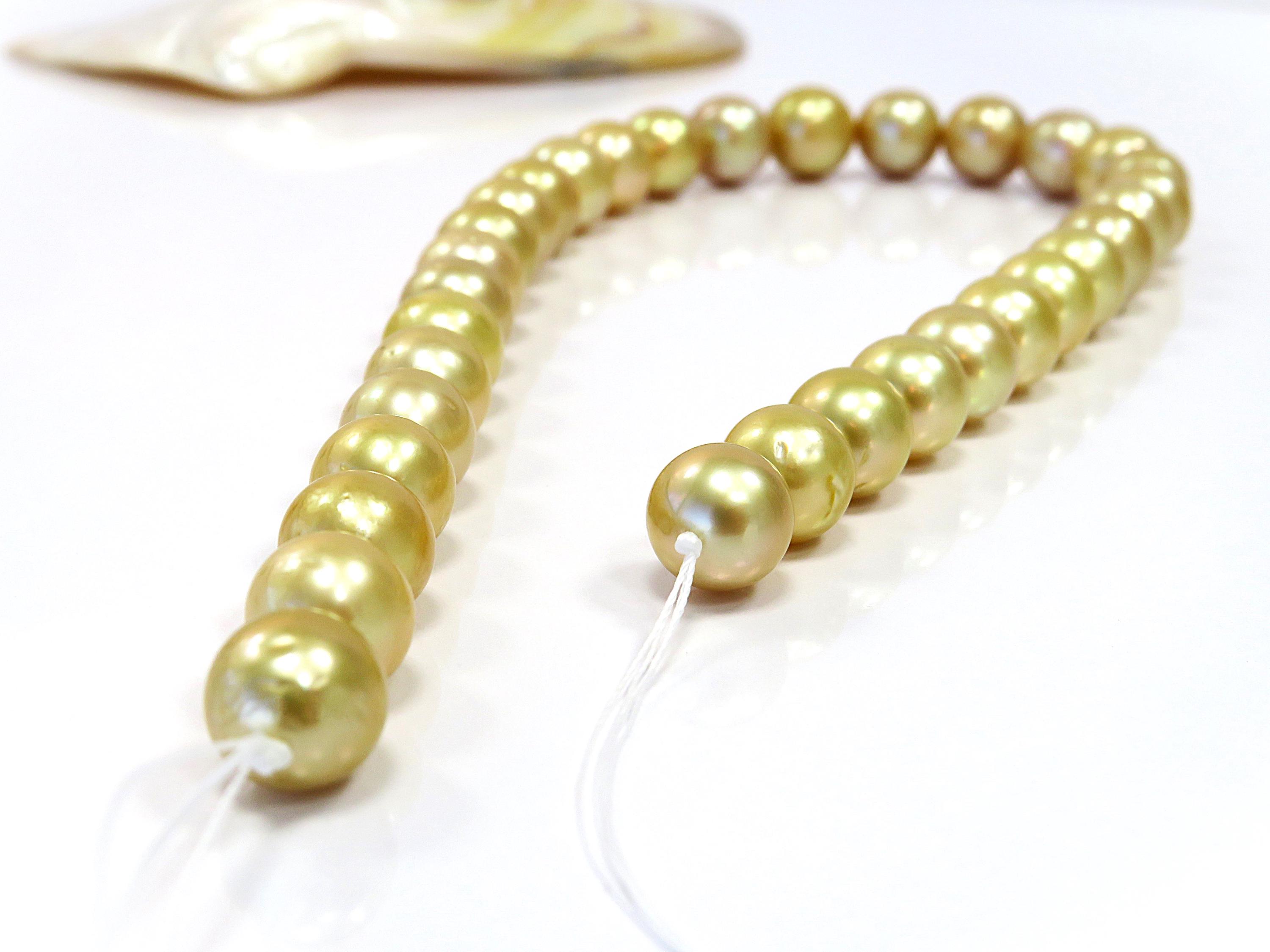11～14 mm ゴールドラウンド南洋真珠ネックレスストランド - Etsy 日本