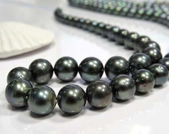 8-11mm Dark Round Tahitian Necklace Strand