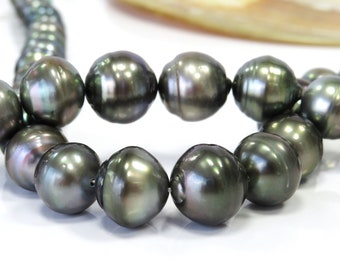 11-15mm Dark/Medium Circle-Button/Near-Round Tahitian Necklace Strand