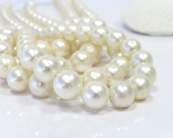 8-10mm Round White South Sea Pearl Necklace Strand
