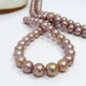 14-16mm AAA Purple Round Nucleated Fresh Water Pearl Necklace Strand image 7