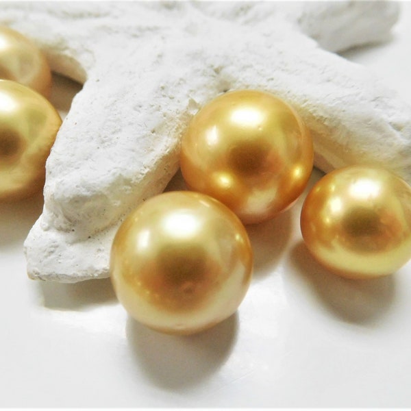 11-15mm Golden Round/Near-Round South Sea Loose Pearl