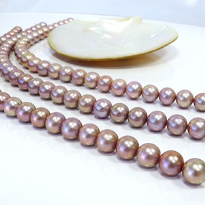 14-16mm AAA Purple Round Nucleated Fresh Water Pearl Necklace Strand image 10