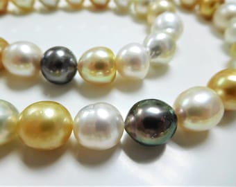 8-13mm Multi-Colored Near-Round South Sea and Tahitian Pearl Necklace Strand