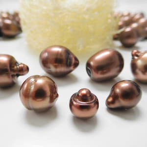 8-15mm Chocolate Circle-Drop/Semi-Baroque Tahitian Loose Pearl