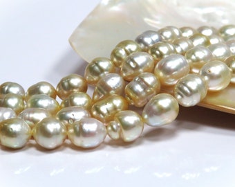 8-10mm Medium-Light Golden Circle/Baroque South Sea Pearl Neckace Strand