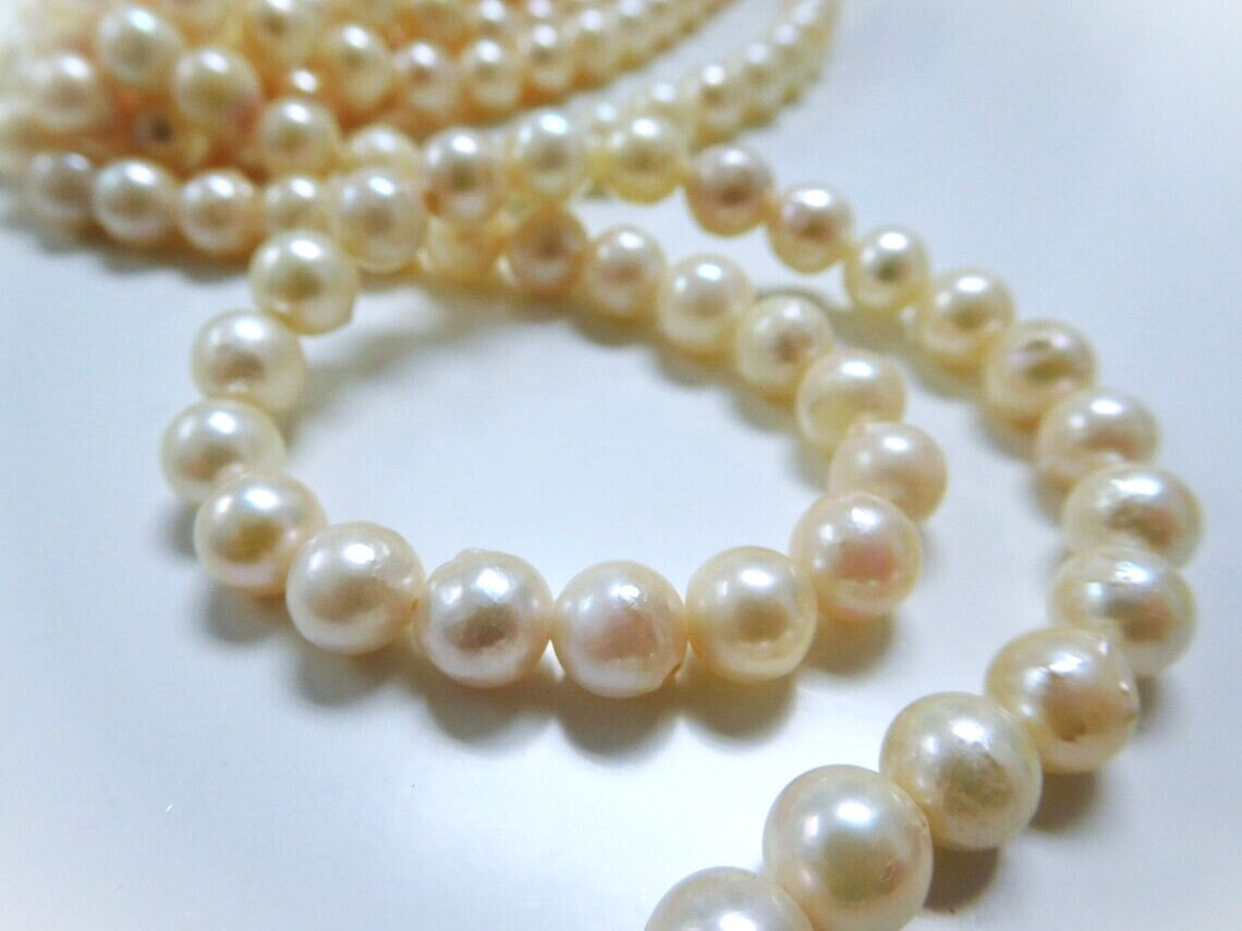 7～8mm ラウンド/ニアラウンド バロック アコヤ真珠ネックレス - Etsy 日本