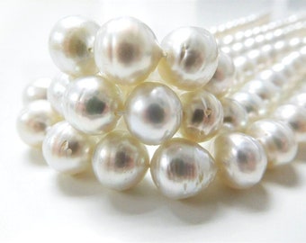 9-11mm White Button-Circle South Sea Pearl Necklace Strand