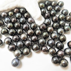 7-8mm Dark Round/Semi-Round Loose Tahitian Pearl image 2