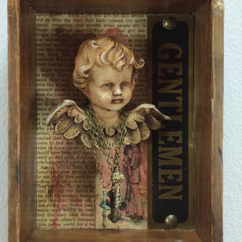 Vintage Angel Mixed Media Art, Mixed Media Angel, Angel And Jewelry