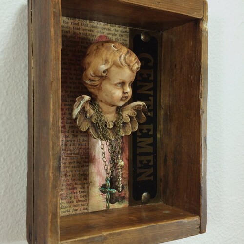 Vintage Angel Mixed Media Art, Mixed Media Angel, Angel And Jewelry