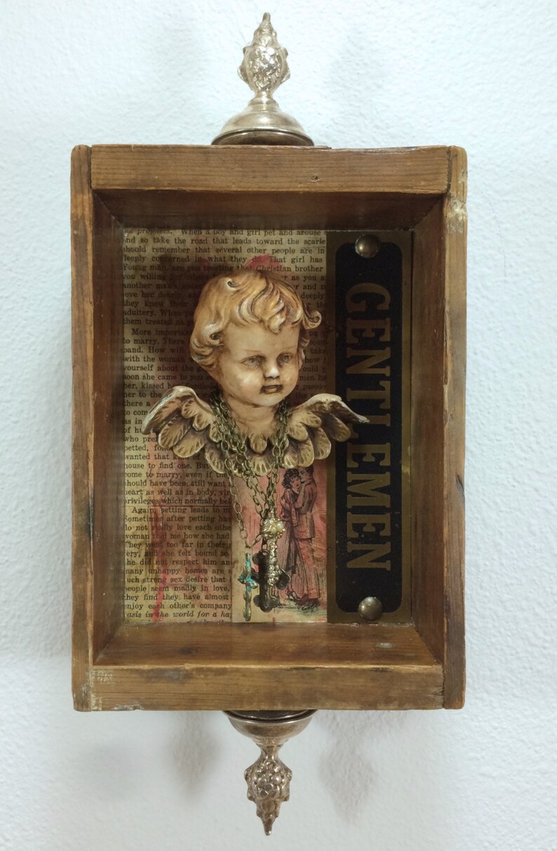 Vintage Angel Mixed Media Art, Mixed Media Angel, Angel And Jewelry