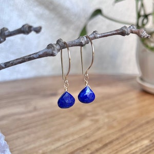 Minimalist Lapis Lazuli Earrings, Gemstone Earrings
