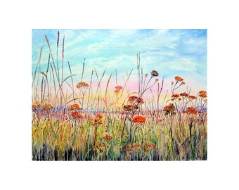 Landscape Art Greeting Card or Notecard | Fen Impressionist Oil Painting Card