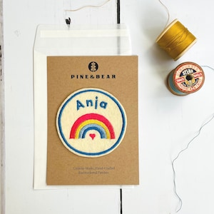 Embroidered Name Patch, Personalised Rainbow Patch, Retro Name Badge