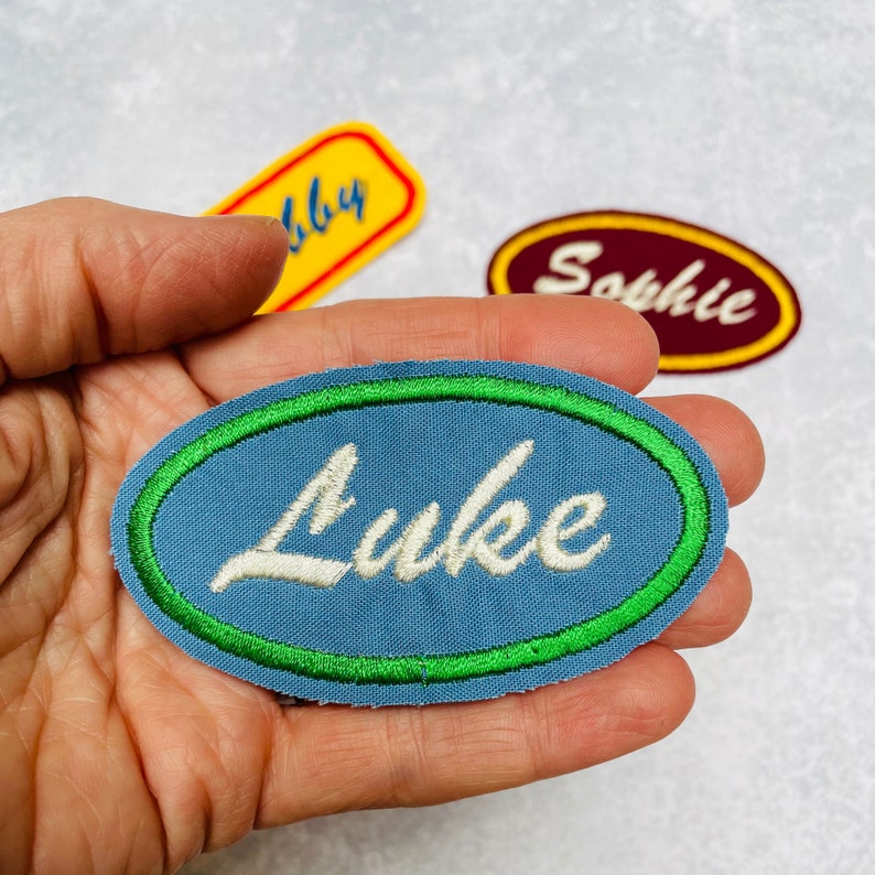 Retro embroidered name patch