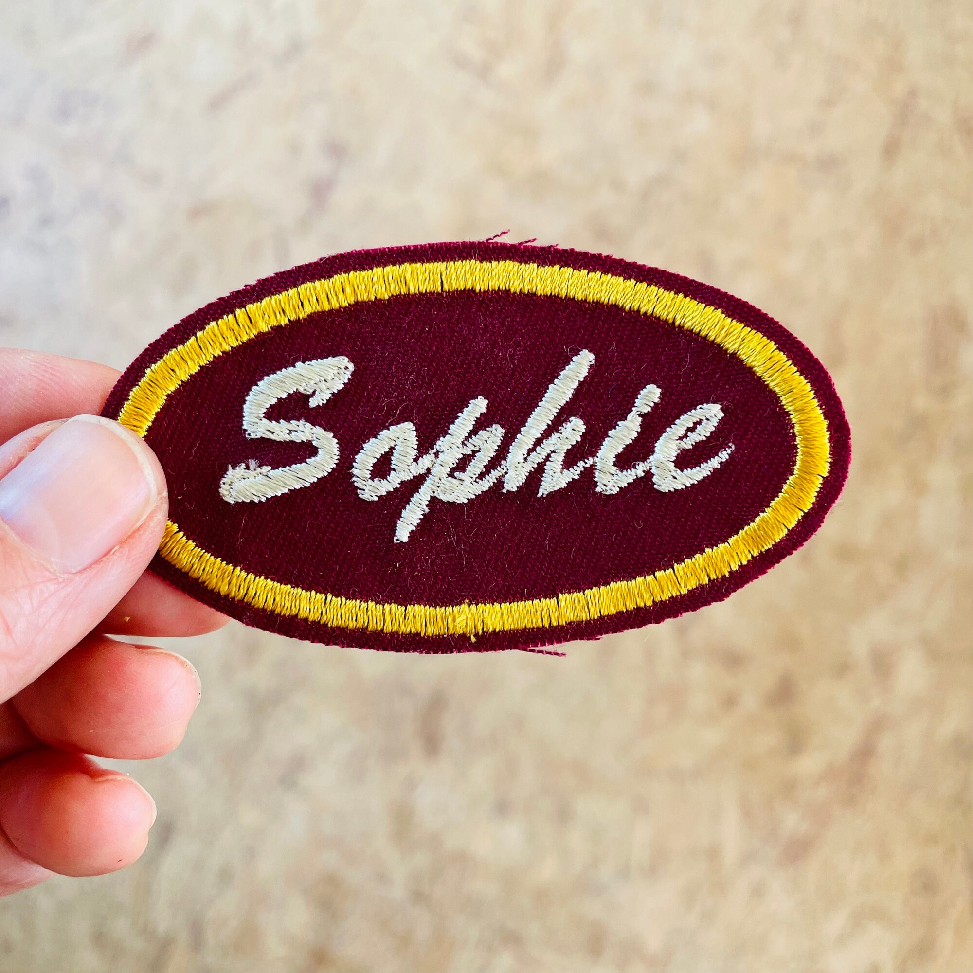 Custom Embroidered Name Patch, Vintage Style Name Patch