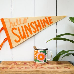 Hello Sunshine Pennant Flag, Retro Wall Art, Christmas Presents, Kids Room Decor