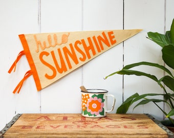 Hello Sunshine Pennant Flag, Retro Wall Art