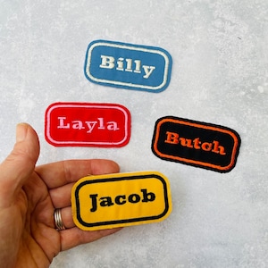 Custom Name Patch, Retro Name Patch, Personalised Name Badge, Sew on or Iron on