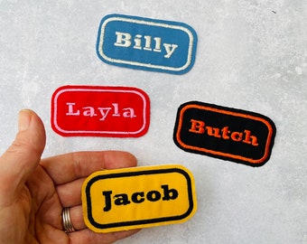 Custom Name Patch, Retro Name Patch, Personalised Name Badge, Sew on or Iron on