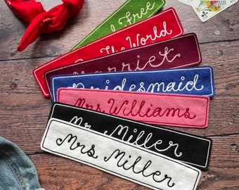 Personalisierter Filz Aufnäher, Filz Aufnäher, Bügelbild Applikation, Brautjungfer, Jacke Aufnäher