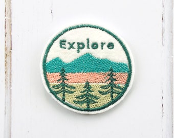 Explore Patch, Embroidered Adventure Patch, Camp Patch