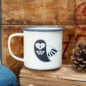 Christmas Enamel Mug, Christmas Hot Chocolate Mug, Fox Mug, Owl Mug image 3