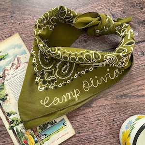 Custom Bandana Featuring Chain Stitch Embroidery, Personalised Bandana, Camp Bachelorette