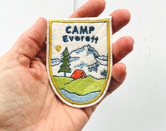 Personalised Camp Patch, Embroidered Adventure Patch, Camping Gift
