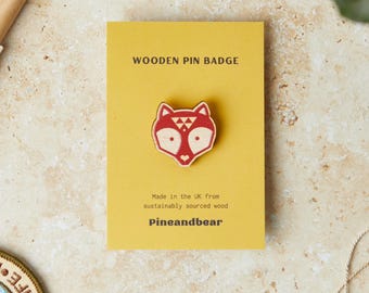 Pewter Pin Badge - Leaping Fox - Hare Head | UK Made with Freepost