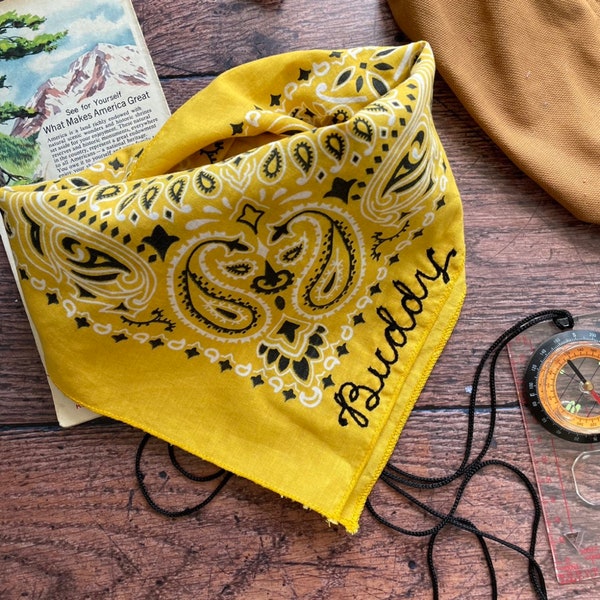 Custom Bandana Featuring Chain Stitch Embroidery, Personalised Bandana, Camp Bachelorette