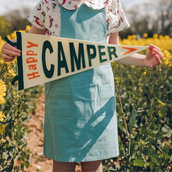 Banderín de fieltro Happy Camper, decoración para habitación infantil, temática de camping