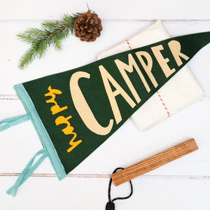Happy Camper Pennant Flag, Camp Decor, Kids Room Wall Art, Seasonal Decor, Christmas Gifts